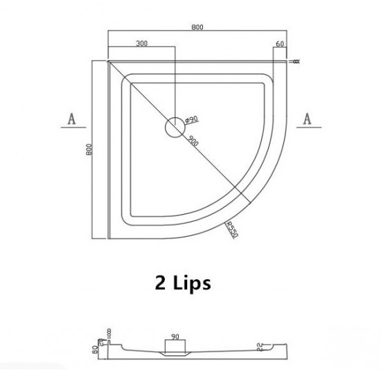 800x800mm Round Shower Tray Center/Corner Waste